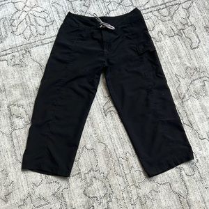 North Face Vintage Cropped Cargo Pants - Black w/ Velcro Fly, Size 12